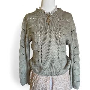 Elegant Light Olive Green Women's Sweater
